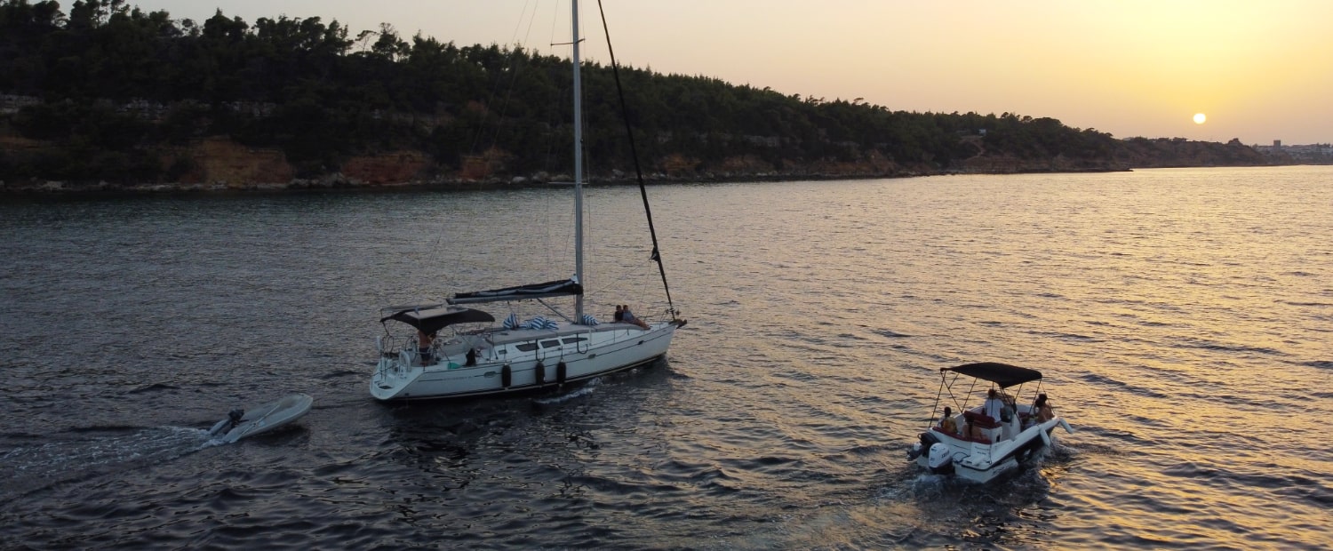 Boat4You boats in the evening light, Halkidiki