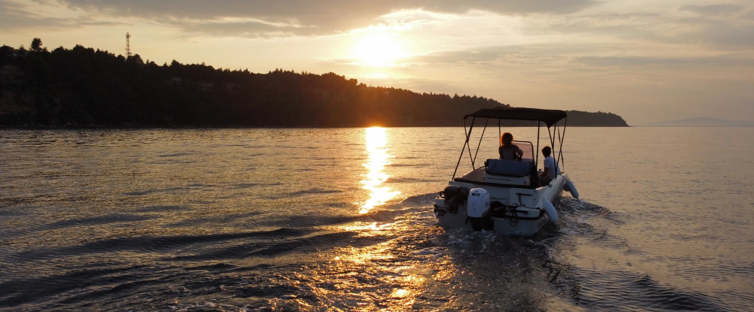 Afternoon boat rental near Afytos, Halkidiki